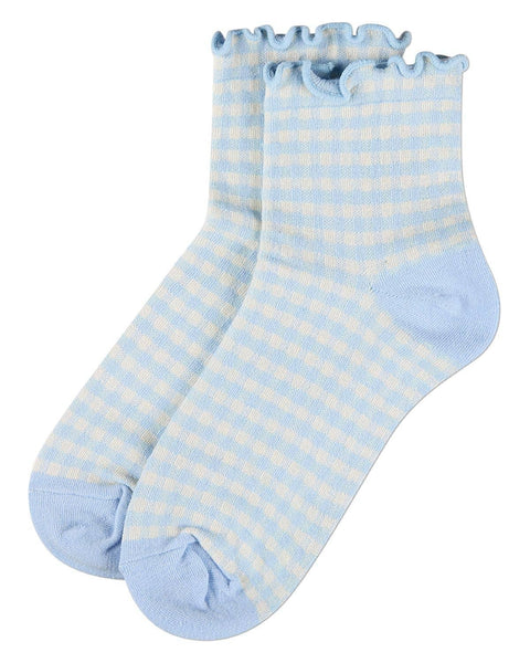 Gingham Anklet: Powder Blue / 9-11