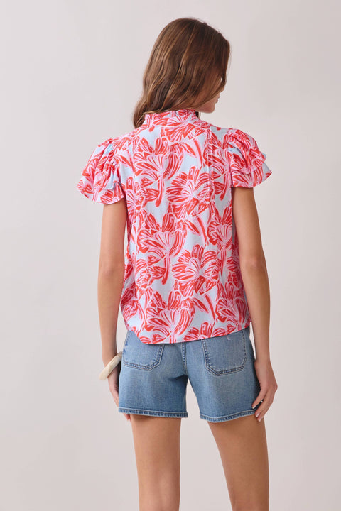 Floral  Ruffle Sleeves Top