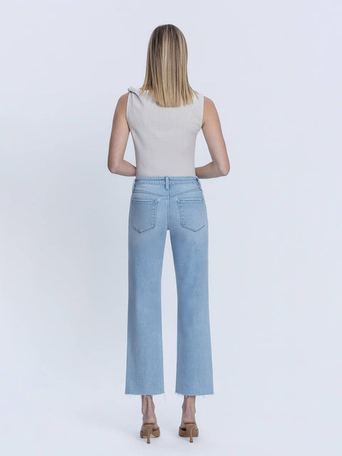 Light Wash Mid Rise Straight Jeans