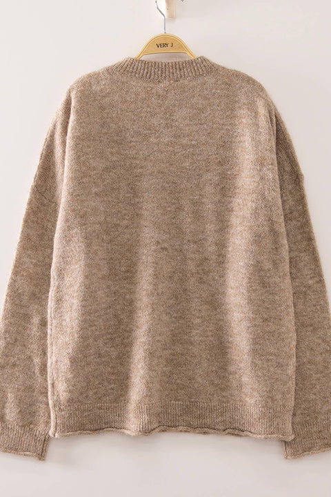 VERY J-12W3683N-Cozy Mallard Sweater: MOCHA / S-M-L/2-2-2-Pink Dot Styles