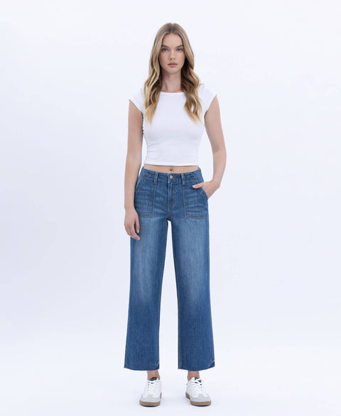 High Rise Utility Straight Jeans