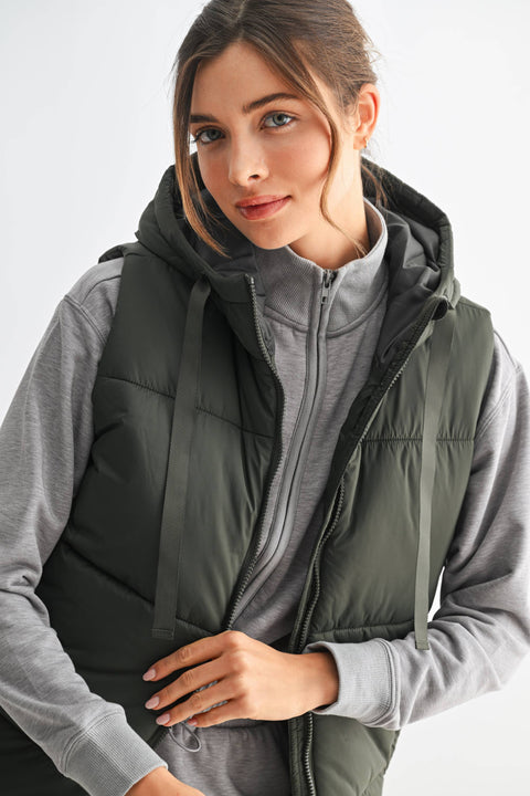 Longline High Neck Padded Vest