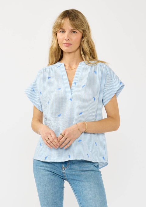 Blue Stripe Dolman Sleeve Top
