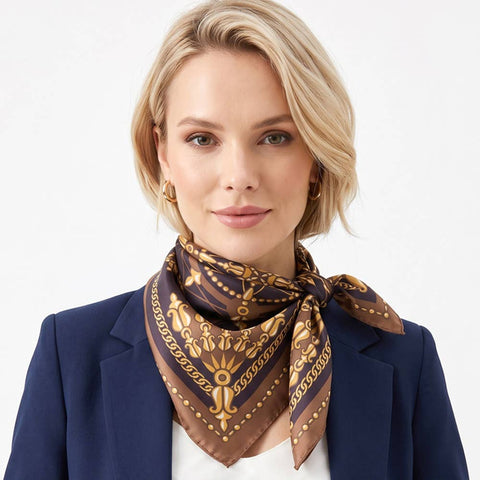 Classic Ornate Gold Chain Compass Print Bandana Scarf