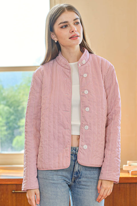 ROSIE POSIE-Two-in-One Reversible Floral and Stripe Jacket-Pink Dot Styles