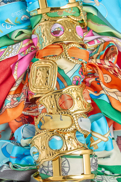 Large Gold Scarf Cuff - Evie - WS: Navy