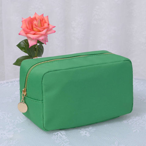 Emma Round Zippered Nylon Cosmetic Pouch Bag