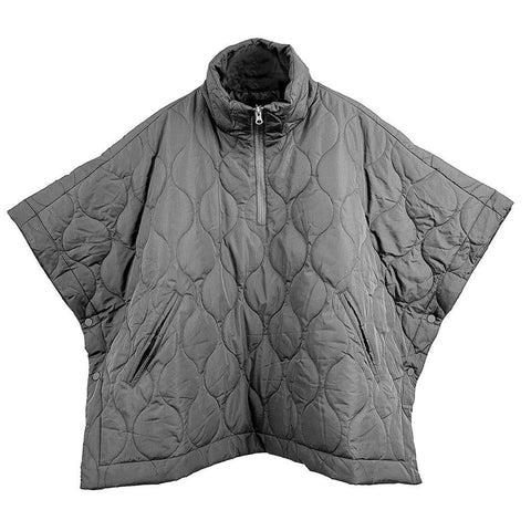 Quilted Puffer Pullover Poncho