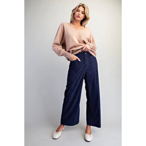 Corduroy Straight Leg Pants: Navy