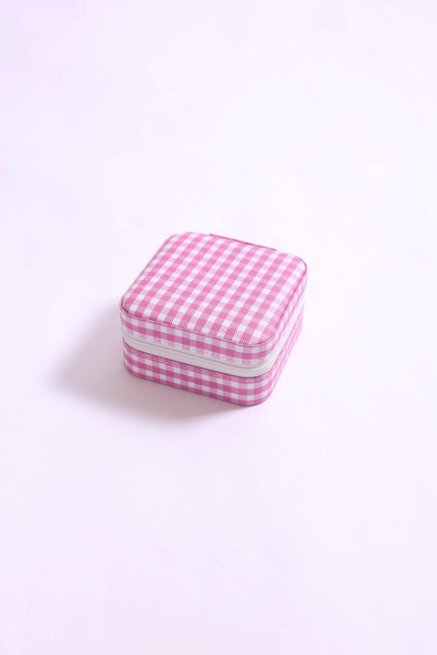 Gingham Travel Jewelry Case