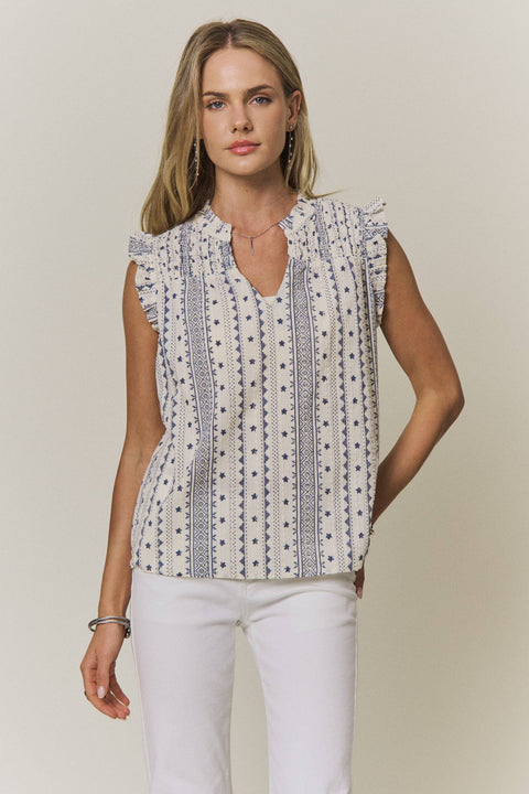 Boho Ruffle Cap Sleeve Top