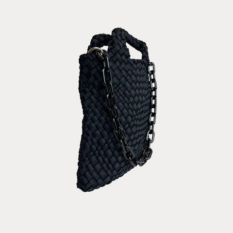 AHDORNED-Lola Neoprene Crossbody Bag : Black-Pink Dot Styles