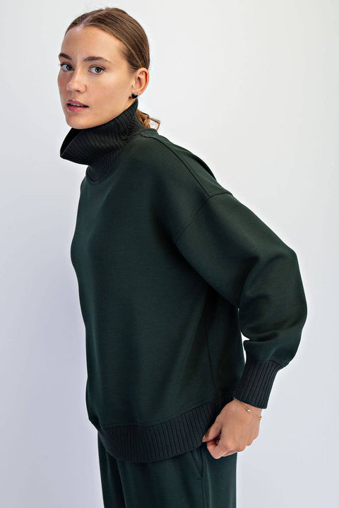 Modal Scuba Mock Neck Pullover: Regency Green