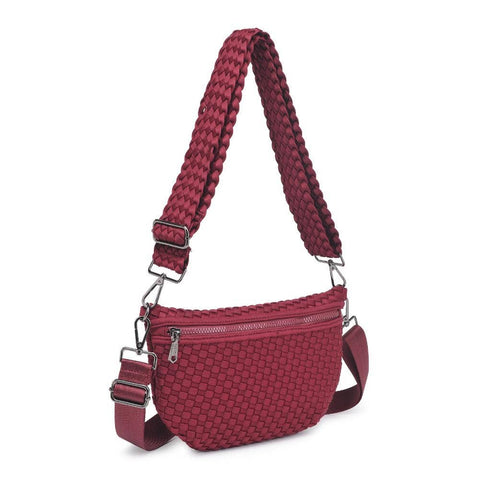 Sol and Selene-Ethereal - Woven Neoprene Crossbody: Wine-Pink Dot Styles