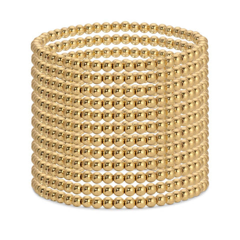 Gold Bead Stretch Bracelet: 4mm