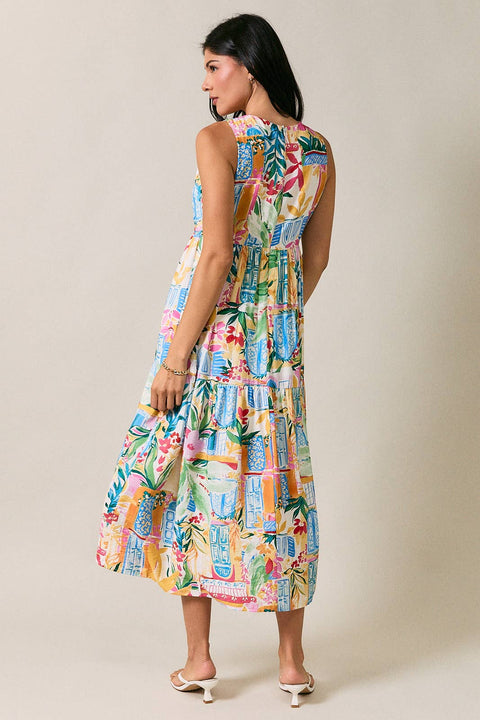 Tropical and Colorful Midi Dress