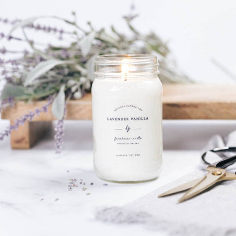 Lavender Vanilla - Soy Wax Candle: 1 mason jar (16 oz)