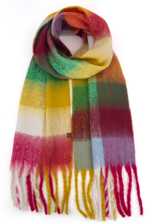 C.C Multi Color Block Plaid Check Pattern Woven Winter Scarf: 13
