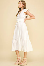 PINCH-Eyelet Detail White Midi Dress-Pink Dot Styles