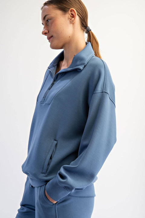 Modal Scuba Quarter Zip: Paradise Blue