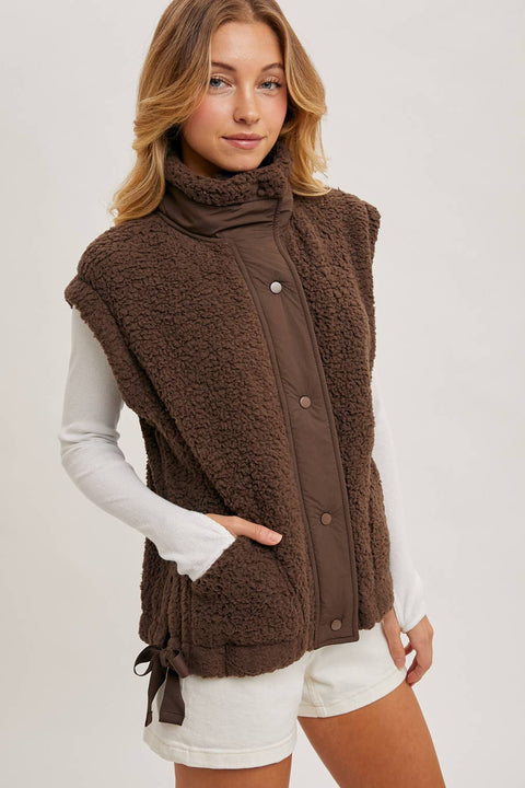 Fleece Sherpa Mock Neck Vest
