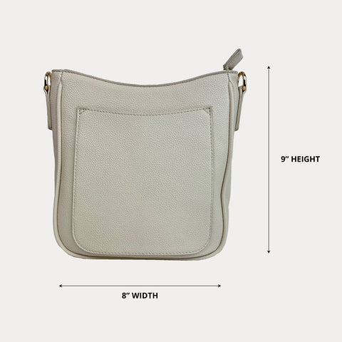 AHDORNED-Madelyn Mini Pebble Messenger with Strap: Cream-Pink Dot Styles