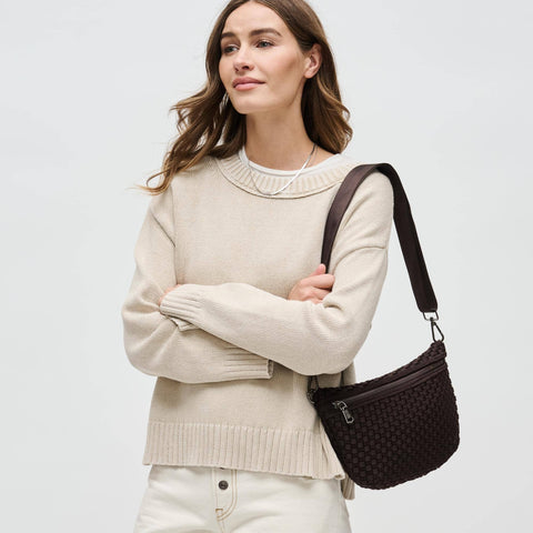 Sol and Selene-Ethereal - Woven Neoprene Crossbody: Cream-Pink Dot Styles