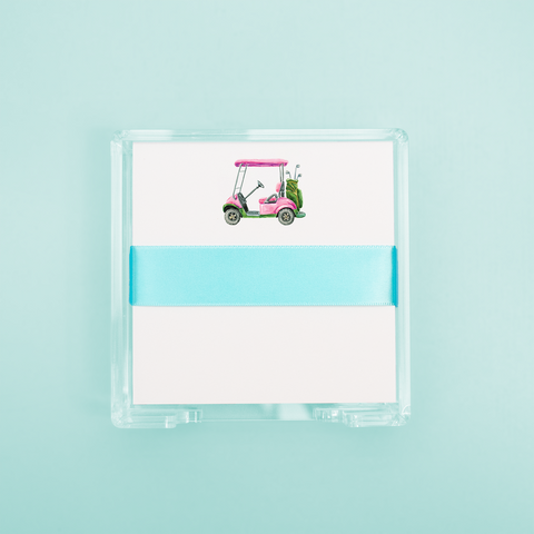 Pink Golf Cart Square Desk Set
