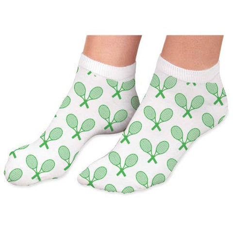 Toss Designs-Green Tennis Rackets Socks-Pink Dot Styles