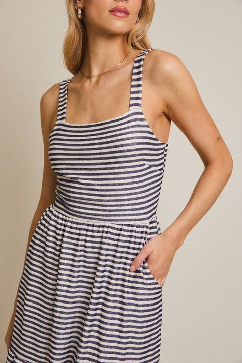 GILLI-Classic Navy & White Stripe Dress-Pink Dot Styles