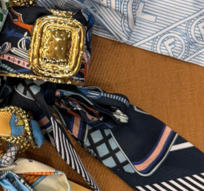 Large Gold Scarf Cuff - Evie - WS: Navy