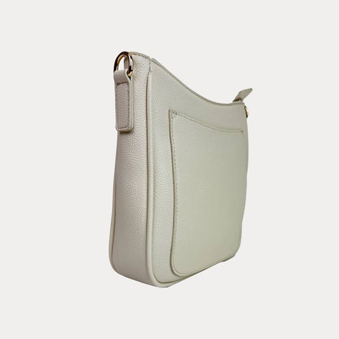 AHDORNED-Madelyn Mini Pebble Messenger with Strap: Cream-Pink Dot Styles