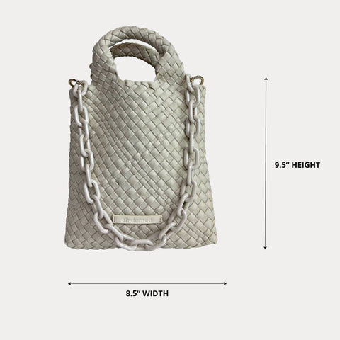 AHDORNED-Lola Neoprene Crossbody Bag : Ecru-Pink Dot Styles