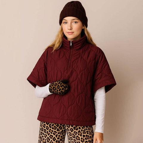 Quilted Puffer Pullover Poncho