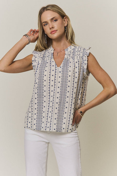 Boho Ruffle Cap Sleeve Top