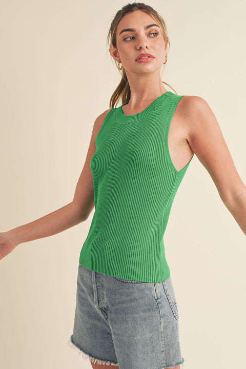 Jadine Knit Tank: Green
