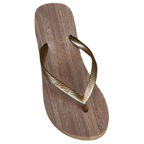 Malibu Jane-Huntington Flip Flop Bronze: US 10-Pink Dot Styles