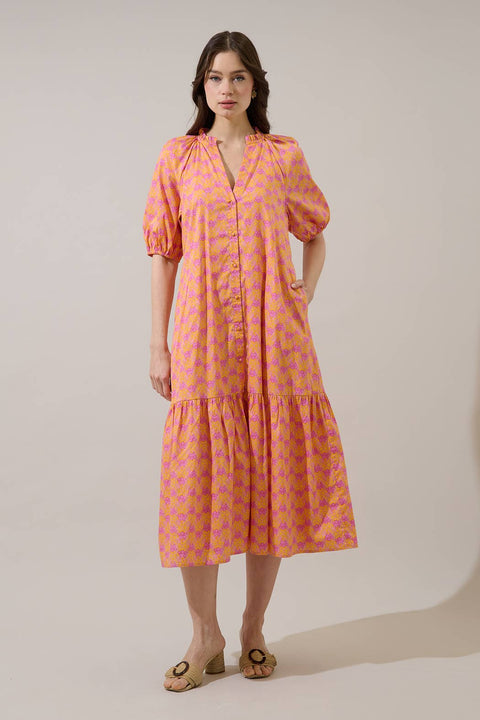 Floral Wynette Tiered Midi Dress