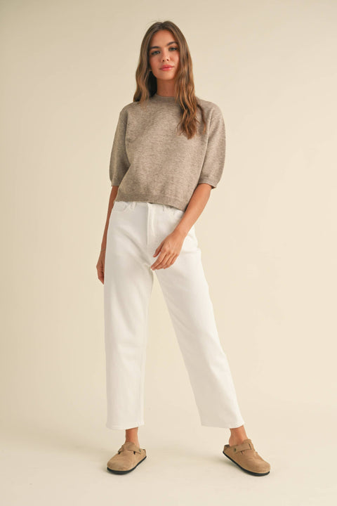 Tapered Cotton Pants: White