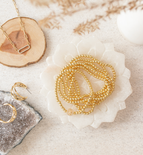 Gold Bead Stretch Bracelet: 4mm