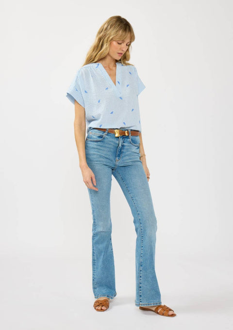 Blue Stripe Dolman Sleeve Top