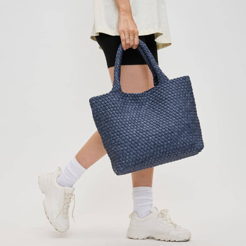 Sky's The Limit Medium Woven Neoprene Tote: Dark Denim