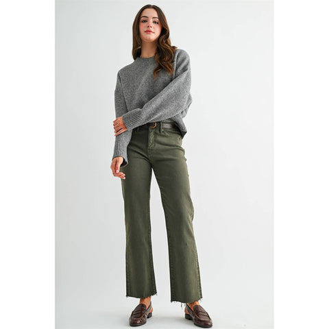 High-Rise Straight-Leg Jeans: Verdigris