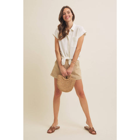 in february-Mineral Washed Cotton Gauze Top-Pink Dot Styles