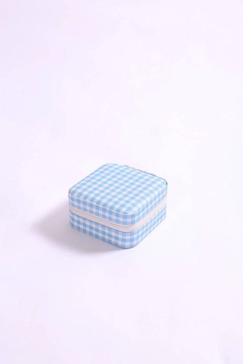 Gingham Travel Jewelry Case
