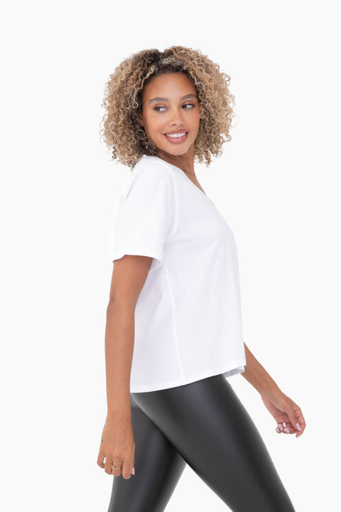 Mono B-White Pima Cotton Blend Tee-Pink Dot Styles