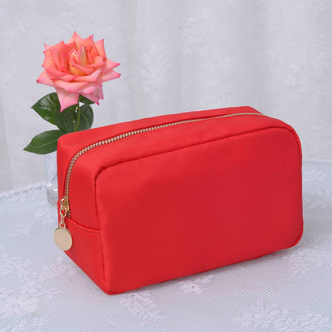Emma Round Zippered Nylon Cosmetic Pouch Bag
