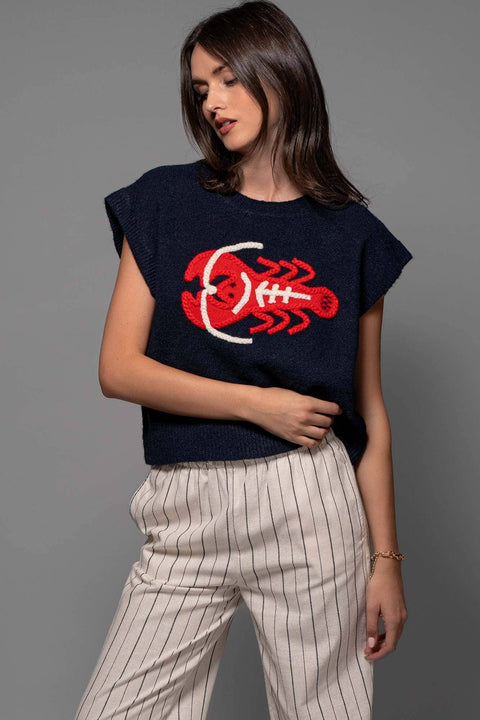 Urban Daizy-Coastal Lobster Top-Pink Dot Styles