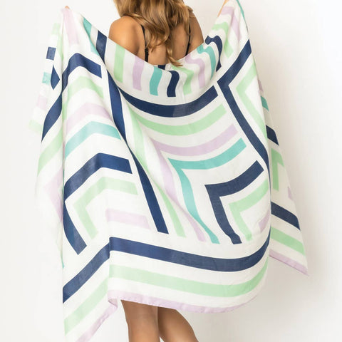 Fashion City-Abstract Geometric Print Scarf: NVY / ONE SIZE-Pink Dot Styles