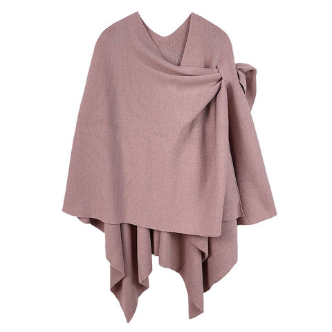 Fashion City-Solid Ruana with Shoulder Strap: DPK / One Size-Pink Dot Styles